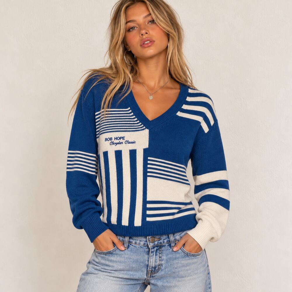 VINTAGE 90's NWT Lady Antigua Bob Hope Chrysler Classic V-Neck Golf Sweater M